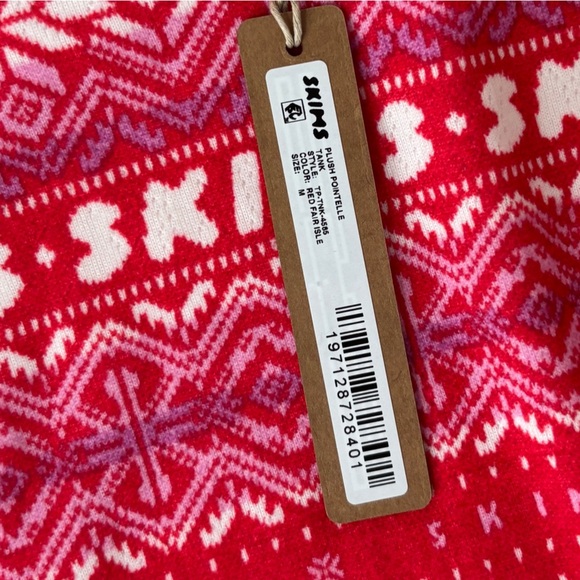 SKIMS Plush Pointelle Tank Fair Isle Red Tank Top Size M Medium New NWT - Picture 3 of 3